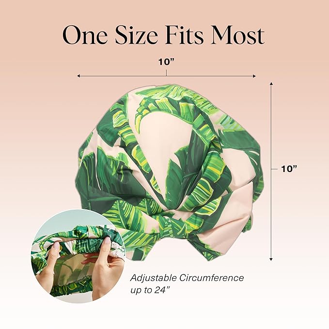 Kitsch Luxury Large Shower Cap for Women - Palm Leaves