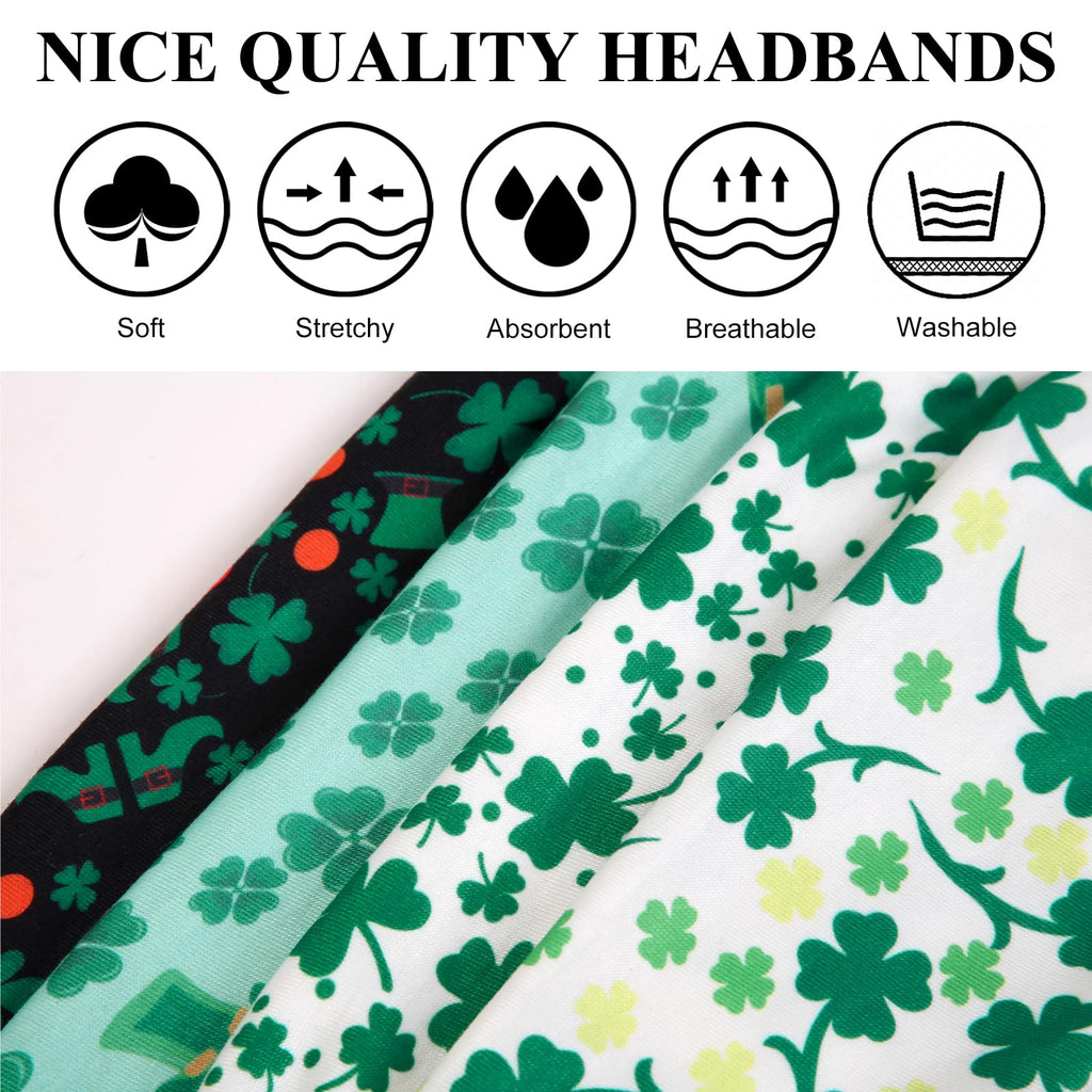 Huachi St. Patrick Headbands for Women Wide Green Shamrock Head Bands
