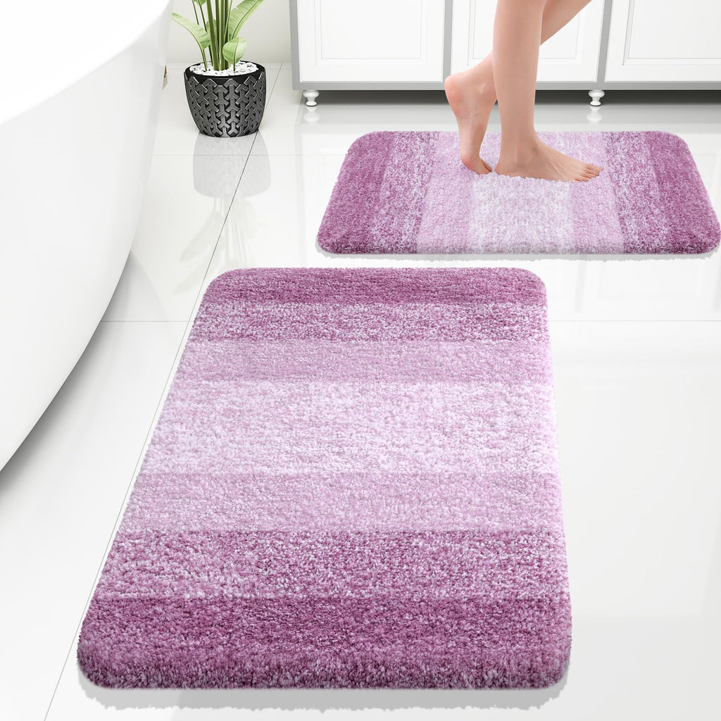 OLANLY Micorfiber Bathroom Rug Set 2 Piece, 30"x20"+24"x16"