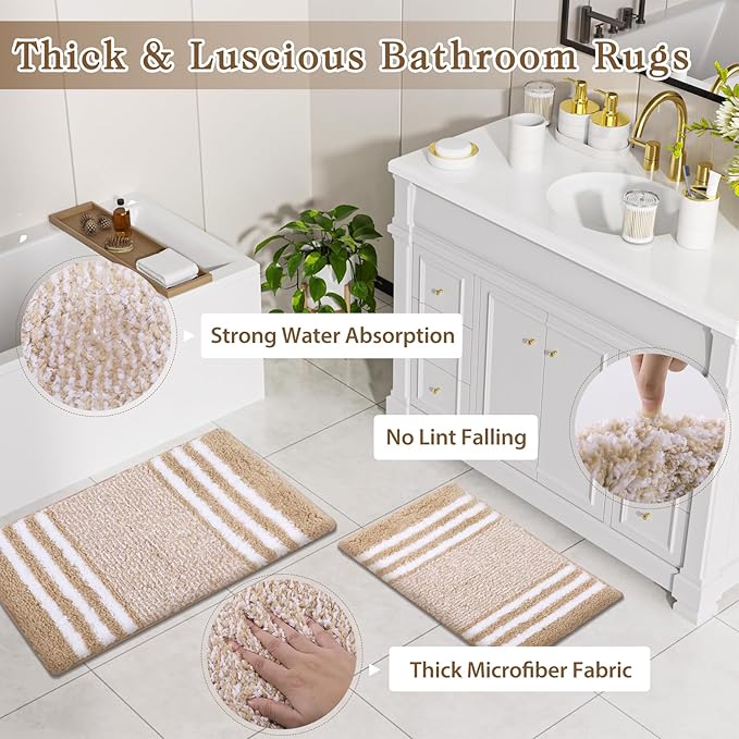 InnJoey Bathroom Set - Bathroom Sets with Shower Curtain and Rugs, 25PC Bathroom Accessory Set, White Bathroom Accessories Set with Trash Can, Soap Dispensers