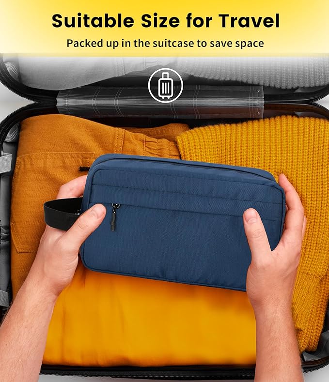 Vorspack Travel Toiletry Bag for Men - Hanging Toiletries Bag Water Resistant Travel Bag for Toiletries Accessories - Navy Blue