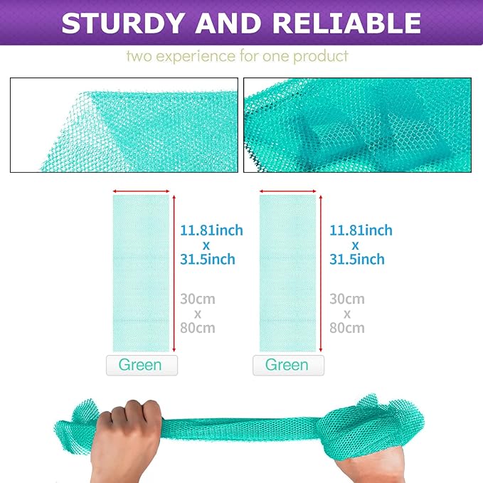2 Pieces African Bath Sponge African Net Long Net Bath Sponge Transform Your Shower Routine with African Bath Sponges for Exfoliated, Silky Smooth Skin (Green)