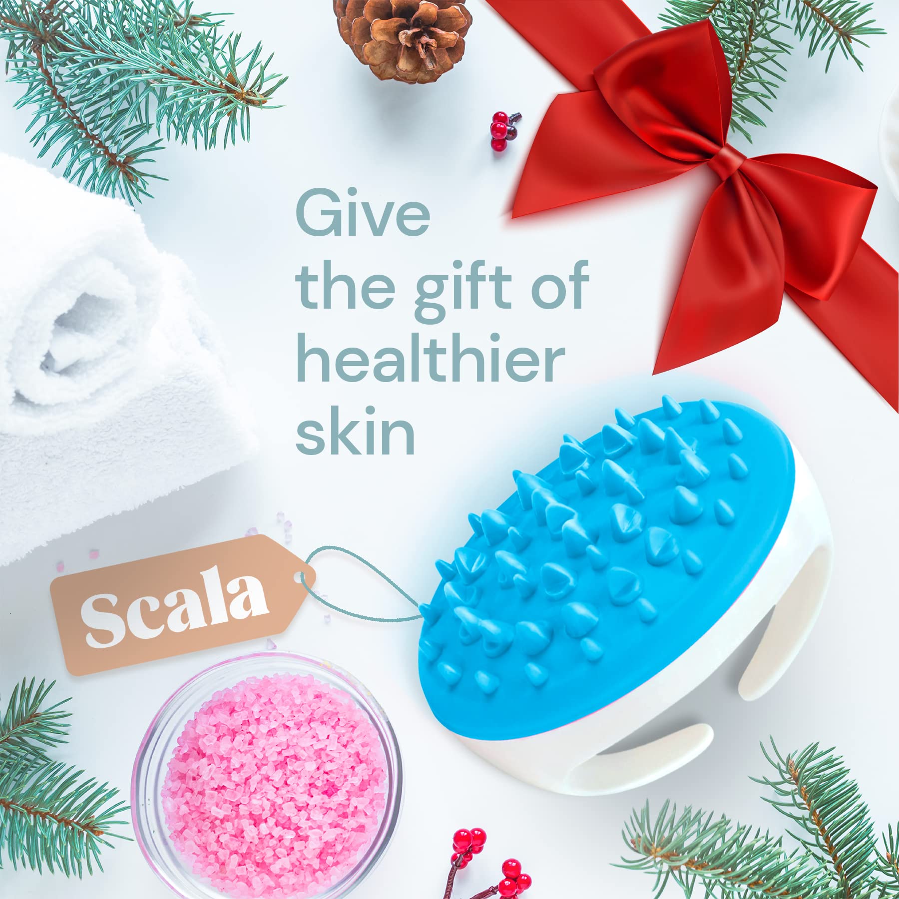 Scala Cellulite Massager Silicone, Bath Scrubber for Smoother Skin Aqua