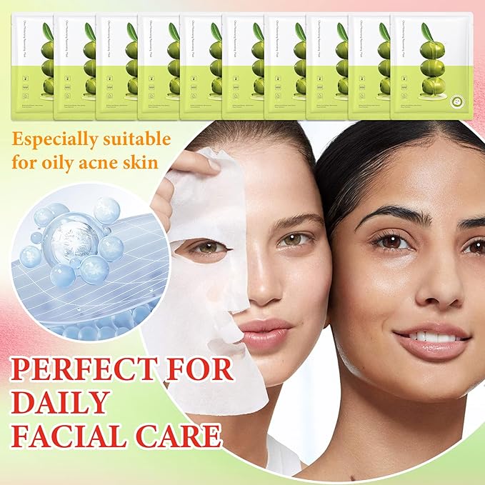 10 Pack Variety Facial Sheet Masks Skin Care Set, Hydrating Bulk Sheet Face Masks Skincare Gifts Set for Women Men, Long Lasting Moisturizing Face Mask Skincare for All Skin Type（B1)