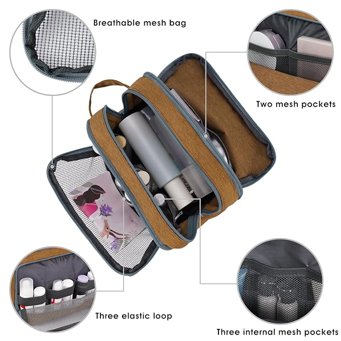 WANDF Travel Toiletry Bag for Men, Small Dopp Kit for Toiletries