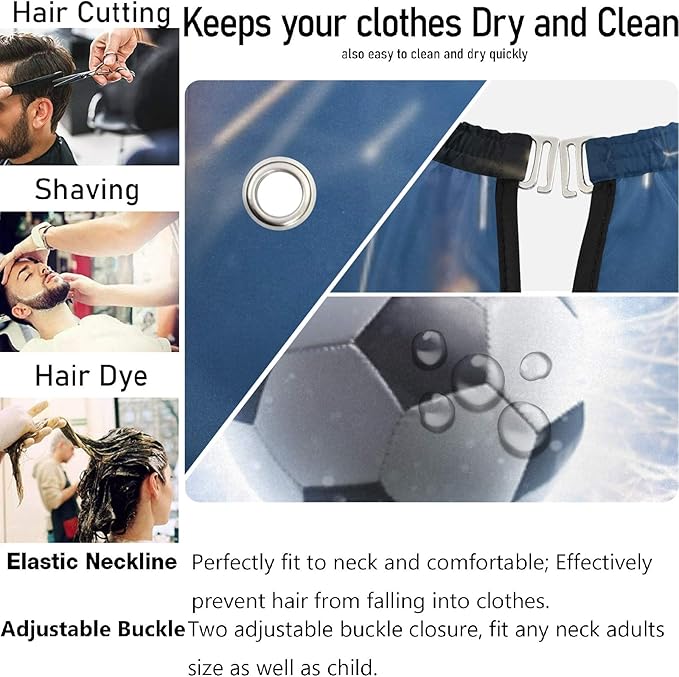 visesunny Barber Cape Flying Football With Fire Modern Polyester Hair Cutting Salon Cape Apron Anti-Static Haircut Water-Resistant Shaving Cloth Beard Shaving Bib Hairdressing Cape