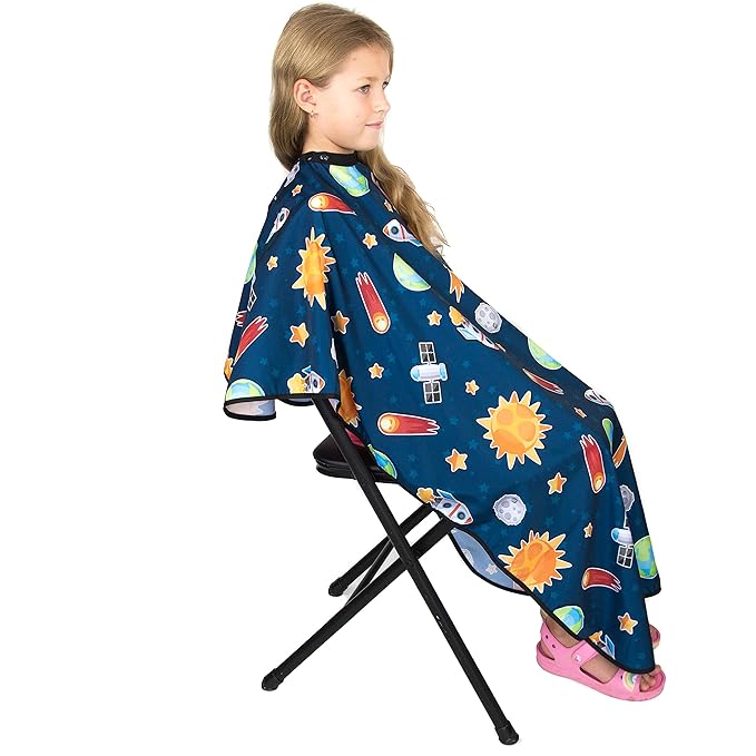 Kids Hair Cutting Cape - Outer Space - Water-Resistant Salon Cape for Kids