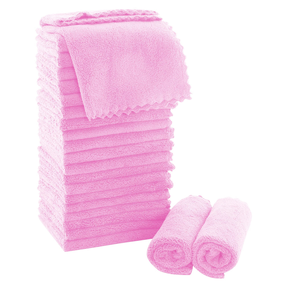 MOONQUEEN Ultra Soft Premium Washcloths Set - 12 x 12 inches - 24 Pack - Quick Drying - Highly Absorbent Coral Velvet Bathroom Wash Clothes - Use as Bath, Spa, Facial, Fingertip Towel (Grey)
