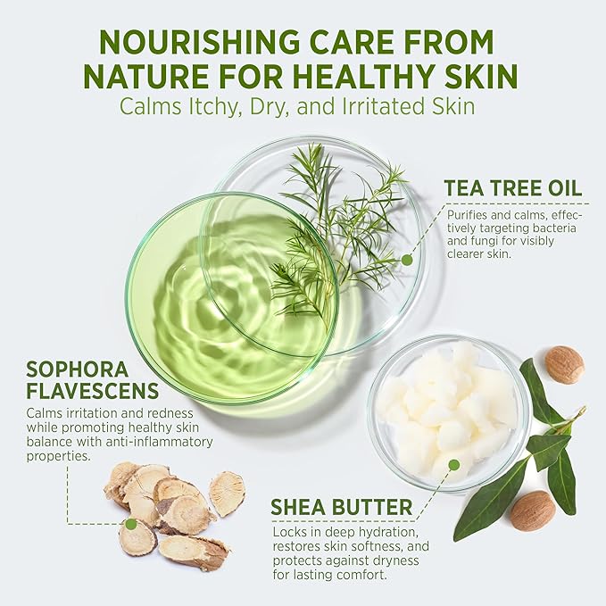 Roycederm Tea Tree Body Wash & Soap, Purifying and Refreshing Body Cleanser with Tea Tree Oil & Wormwood, Moisturizing Body Wash Helps Soothe Skin, Suitable for Men and Women - 2 Pack