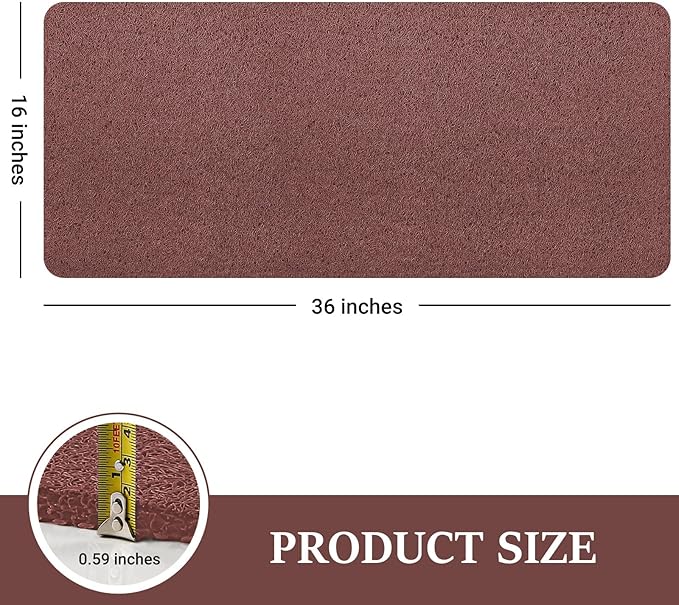 LuxStep Shower Mat Bathtub Mat,36x16 inch, Non-Slip Bath Mat with Drain, Quick Drying PVC Loofah Bathmat for Tub,Shower,Bathroom,Reddish Brown