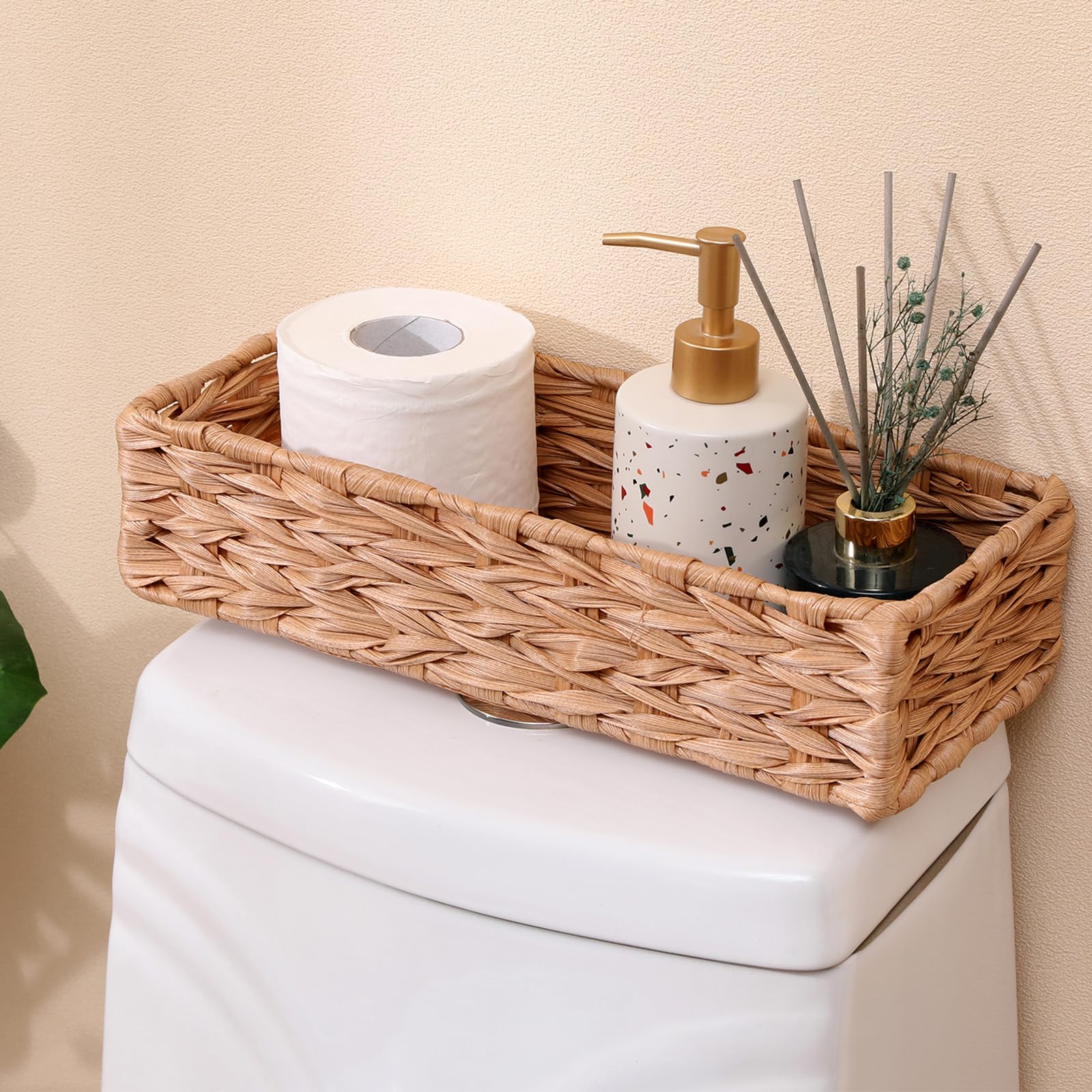 Handwoven Storage Basket Tissue Holder Box Toilet Paper Office Drawer Organizer