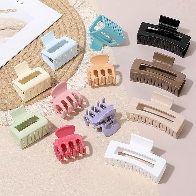 SMKSL 3 Styles Hair Clips for Women Small Medium Big Claw Clips for Thin Thick Hair 12 Pcs Hair Claw Clips Hair Clips Combination Hair Accessories for Women (Gloss Colorful)