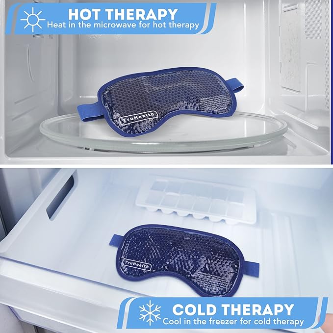 Gel Bead Hot and Cold Eye Masks - FSA HSA Approved Reusable Gel Bead Ice Pack Provides Ice and Heat Pain Relief for Head, Puffy Eyes, Beauty, Relaxing, and Sleep (Navy Blue)