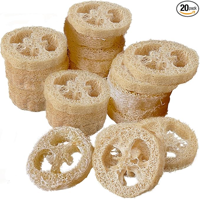 FRTIM Natural Loofah Sponge, Organic Loofah Slices for Soap Making, 20 Pack