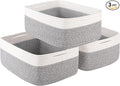 Storage Baskets for Organizing 3 Pack, Woven Baskets for Shelves, Closet Organizer Bins Empty Gift Basket Toy Storage for Toys, Books, Towels, Clothes, 15"x11.42"x6.7", Grey