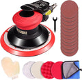 Rycubre pneumatic Air Sander 5/6 Inch DA Palm Sander for auto body, High Speed Random Orbital Sander for Woodworking & Auto Polishing (6 Inch)