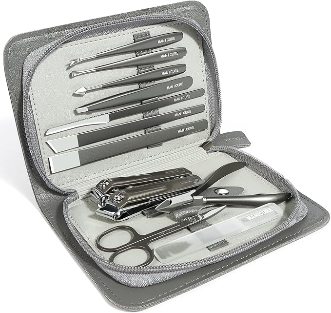 Manicure & Pedicure Set 12 in 1, Nail Clippers Set, Quality Fingernail& Toenail Clipper, Professional Nail Care Kit with Exquisite Leather Case for Men & Women (12 Pack)