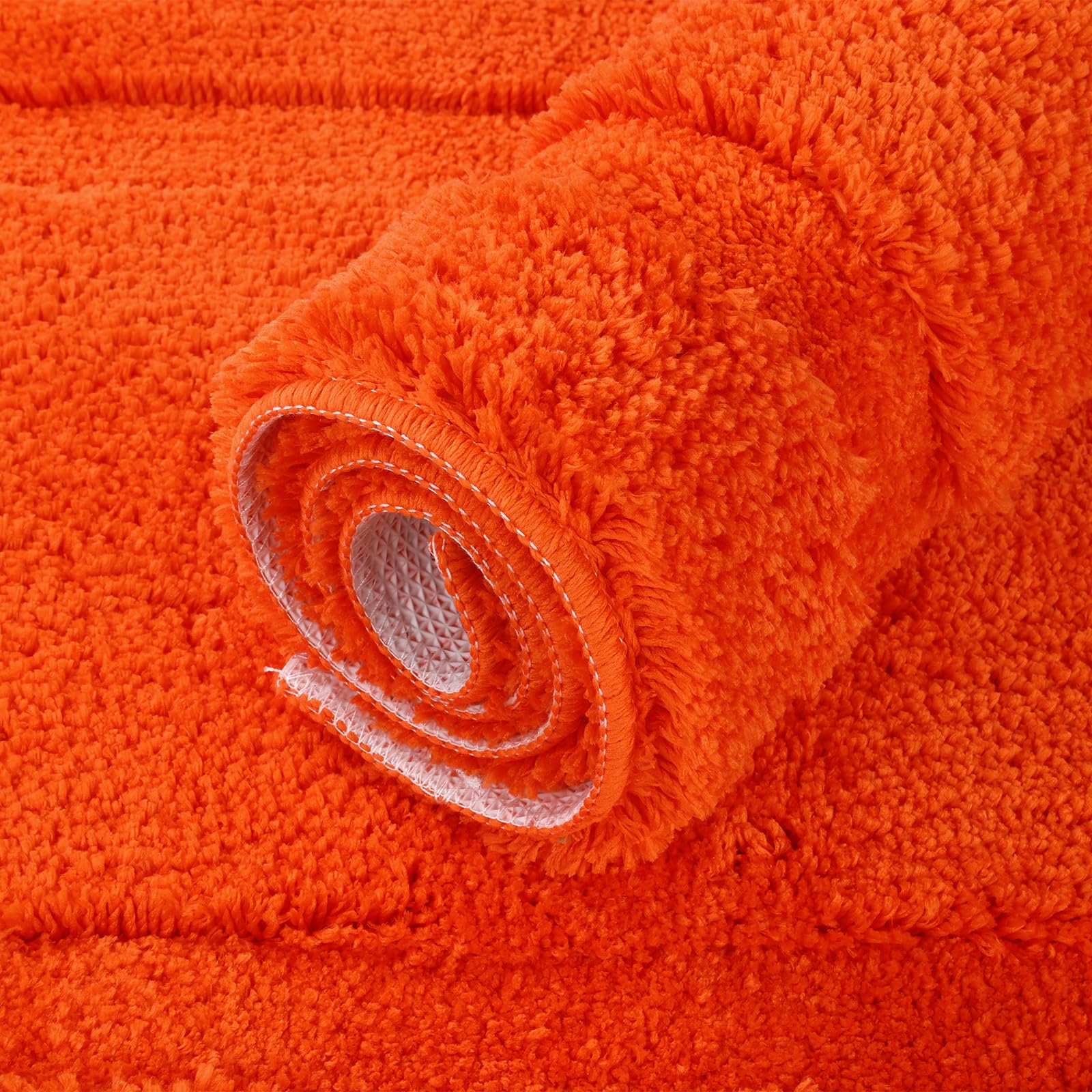 SHACOS Orange Bathroom Rugs Sets 3 Piece Bath Mat U Shaped Toilet Rug