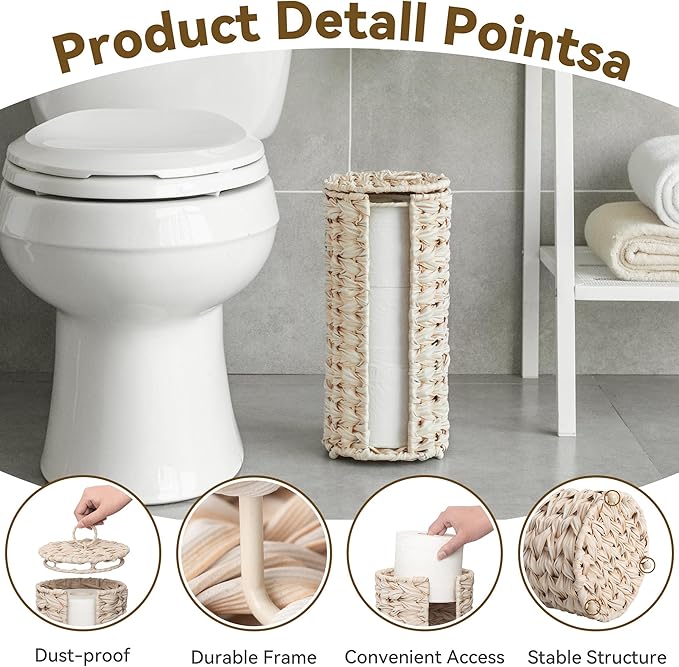 GRANNY SAYS Toilet Paper Storage Holder, Bathroom Toilet Paper Holder Stand, Woven Bathroom Baskets for Bathroom, Free Standing Organizer for Bathroom Storage