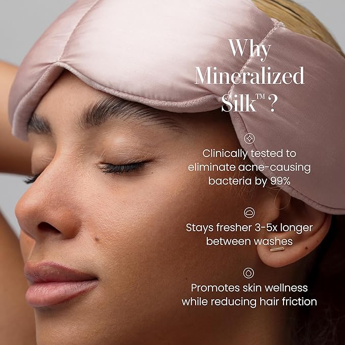 Nodpod Mineralized Silk Gentle Pressure Sleep Mask - Strap-Free, Light-Blocking Design for Sleep, Travel & Relaxation - Weighted Eye Pillow, Machine Washable (Petal)