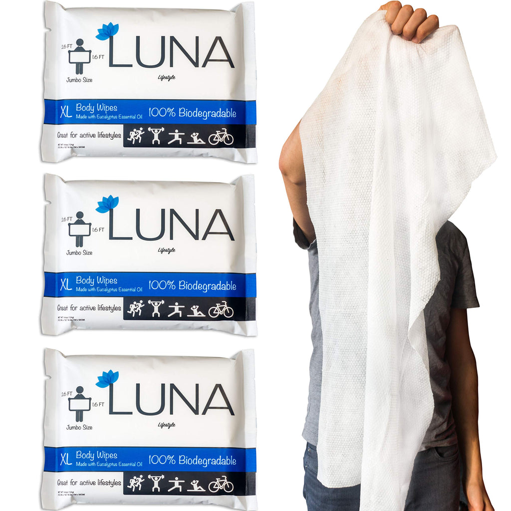XL Body Wipes All Natural 3-Pack, No-Rinse, Unscented