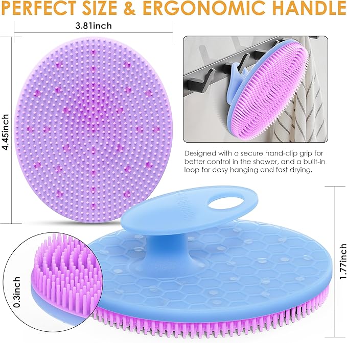 INNERNEED Magnetic Silicone Body Scrubber, Hygienic Shower Brush, Purple