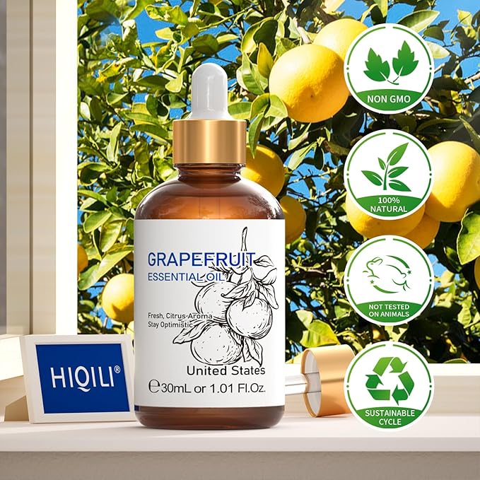 HIQILI Grapefruit Essential Oil for Skin Care, Diffuser and Aromatherapy