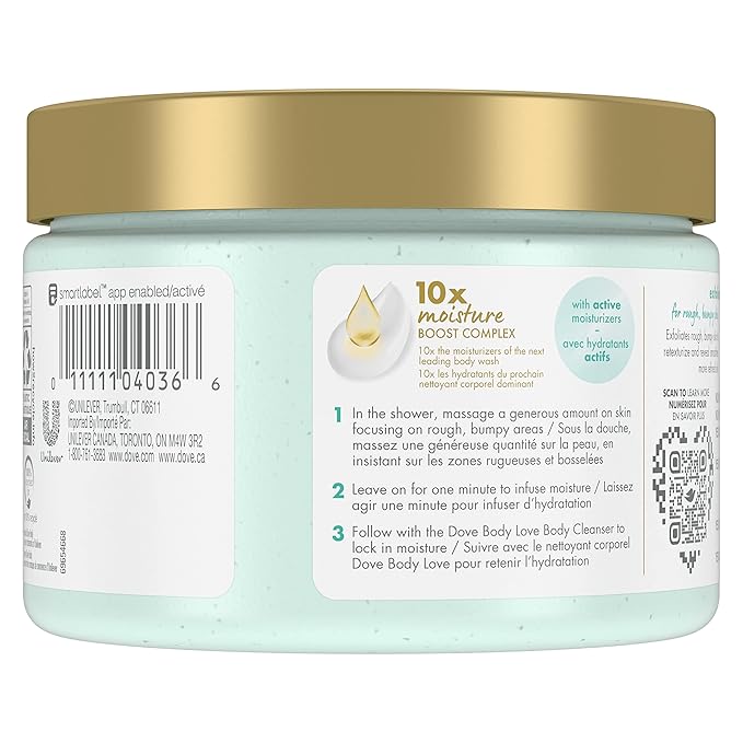 Dove Body Love Body Polish Exfoliate Away 3 Count for Rough, Bumpy Skin Body Scrub with AHAs for Silky Smooth Skin 12 oz