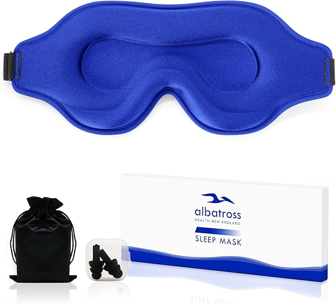 Sleep Eye Mask for Men Women, Lash Extensions 3D Sleeping Mask, Travel Blackout Night Blindfold Eye Shade Cover with Adjustable Strap (Blue)