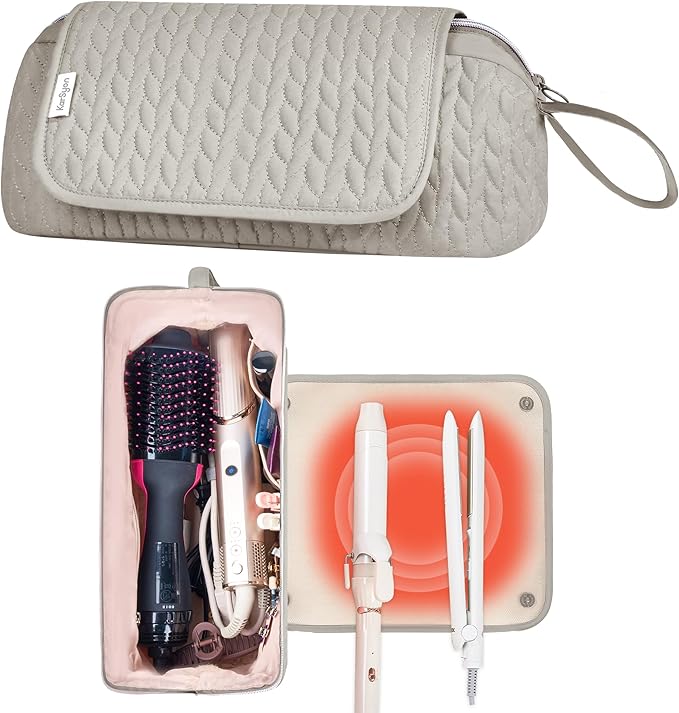 KarSyon Hair Tools Travel Bag with Hot Tool Mat 2 in 1 Organizer Bags