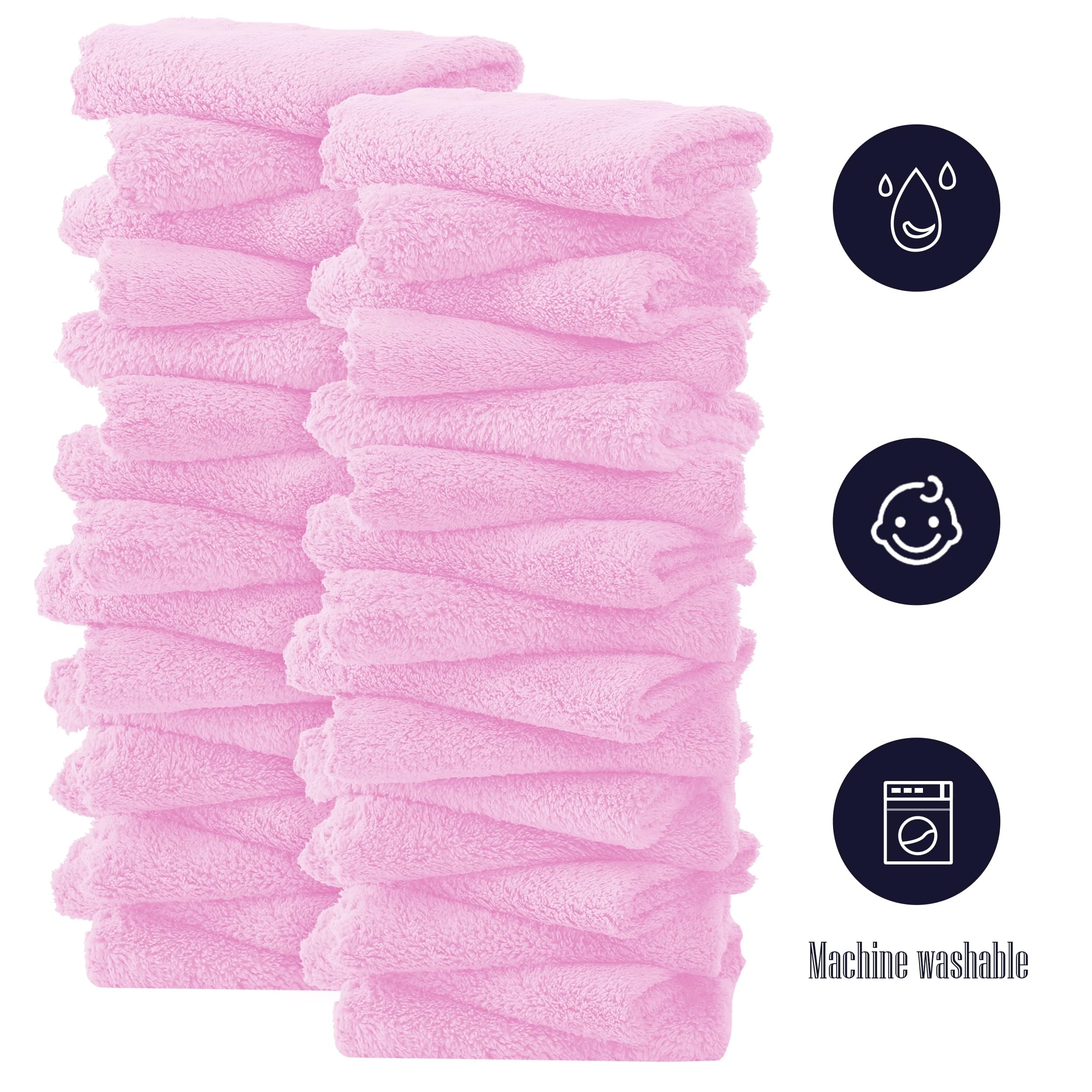 32 Pack Baby Washcloths - 10x10 Inch, Microfiber Baby Towel - Absorbent and Soft Baby Wash Clothes for Newborns, Infants and Toddlers - Quick Dry Baby Boys and Girls face Towel - Frozen Berry