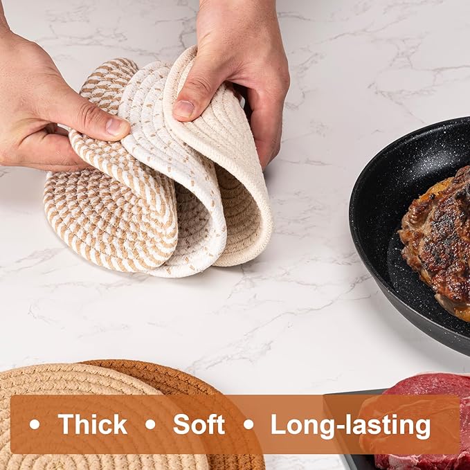 7 Inch Trivets for Hot Dishes, Pot Holders for Kitchen, Hot Pads, Coasters