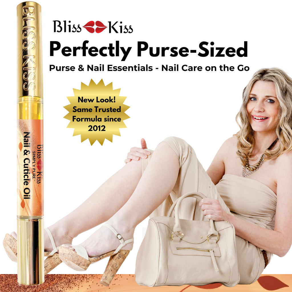 Bliss Kiss | 4 Pumpkin Spice Latte Scent Nail | Oil Cuticle Pen w/Vitamin E & Jojoba⏤Nail Strengthener Nail Growth Serum for Brittle Peeling Breaking Thin Nails