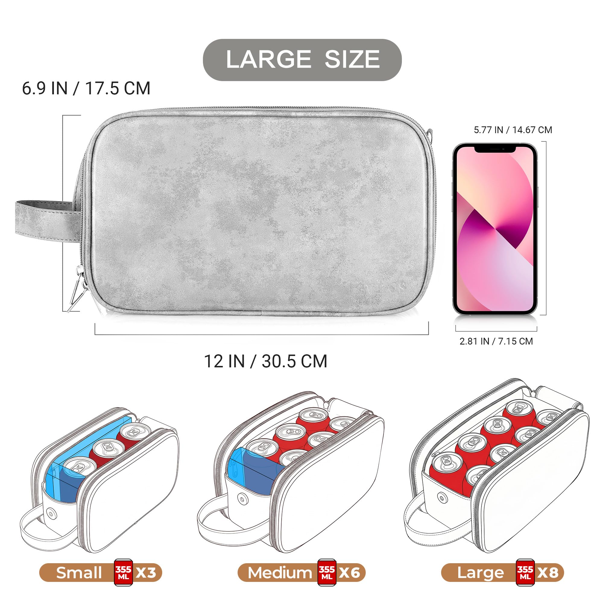Elviros Toiletry Bag for Men, Large Travel Shaving Dopp Kit Water-resistant Bathroom Toiletries Organizer PU Leather Cosmetic Bags