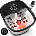 KNQZE Collapsible Foot Spa Bath with Heat & Remote Control, Bubble Massage, Temperature Control, Red Light, Timer, 16 Rollers & Pumice Stone for a Soothing Spa Experience