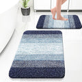 OLANLY Bathroom Rug Set 2 Piece, Soft Absorbent Microfiber Bath Rug Set, Non-Slip, Machine Wash Dry, Plush Shaggy Bath Mats for Bathroom (30"x20"+24"x16", Airy Blue)