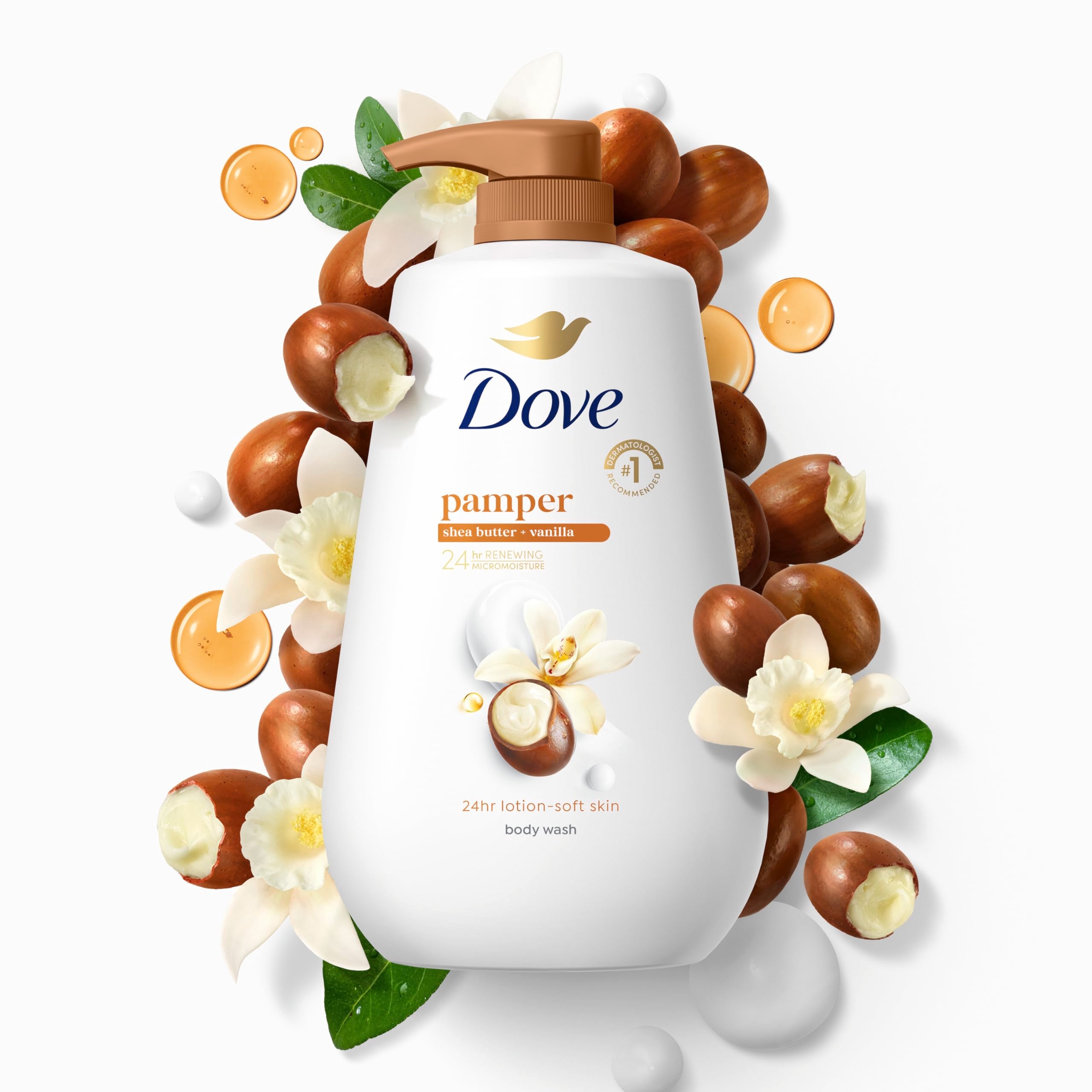 Dove 24hr Lotion Body Wash Pamper Shea Butter & Vanilla, 30.6 oz