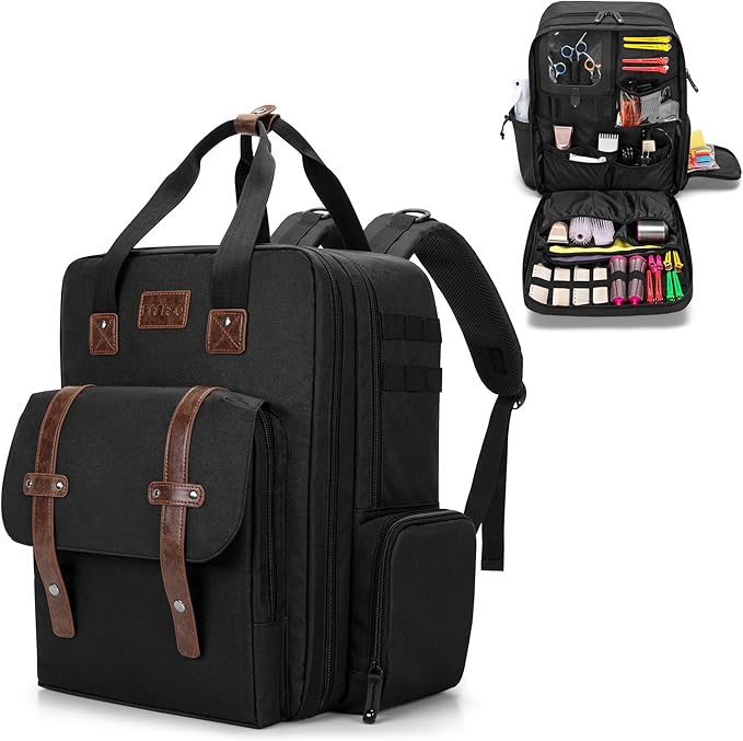 BAFASO Large Capacity Barber Case, Travel Hairdresser Bag, Black