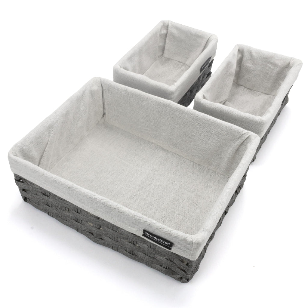 Brookstone Wicker Shelf Storage Basket Decorative Shelf Bin, bathroom organizers and storage, Boho Living Room Decor, Spring Storage 2026-3 Piece Set