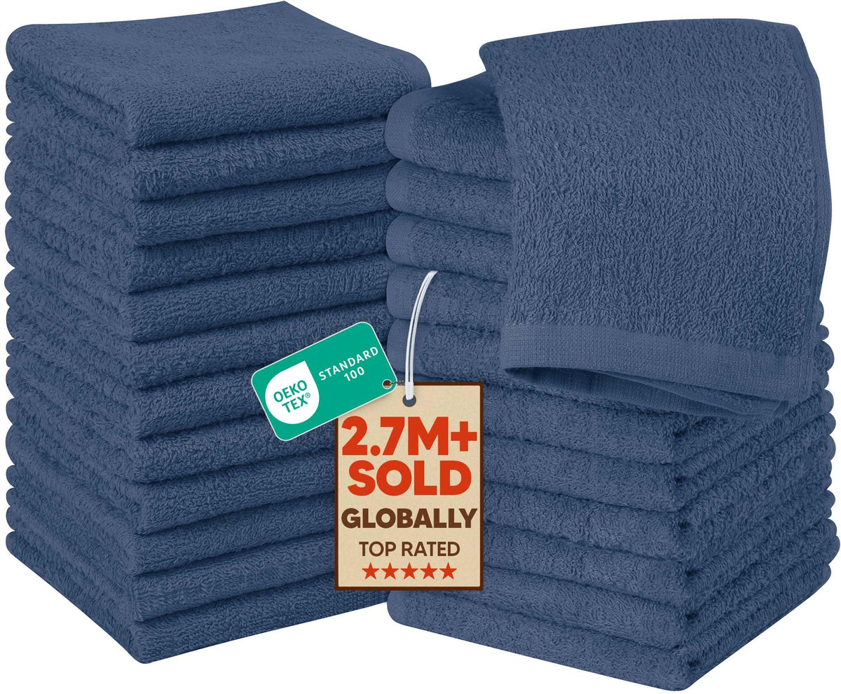 Utopia Towels 24 Pack Washcloths, 12x12 in, 100% Cotton, Beige