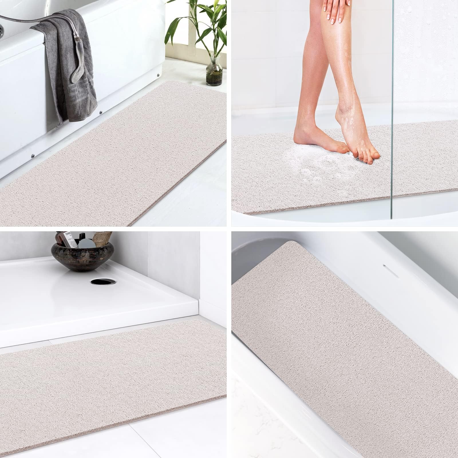 LuxStep Shower Mat Bathtub Mat Non-Slip Bath Mat with Drain, Quick Drying