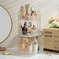 Aveniee 3-Tier 360° Rotating Makeup Organizer, Clear Spinning Perfume Cosmetic Storage for Vanity Countertop, Sturdy Metal Pole Skincare Holder Stand for Bathroom Dresser, White