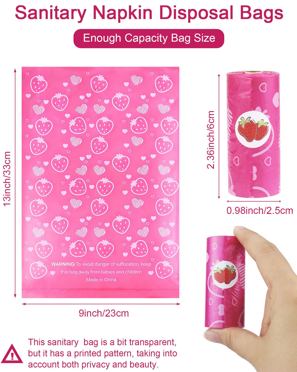 150 Pcs Sanitary Napkin Disposal Bags, ArtCute Sanitary Pad Disposable Bags Personal Care Tampons Disposal Trash Bag for Sanitary Women Privacy Handling Diaper Bag