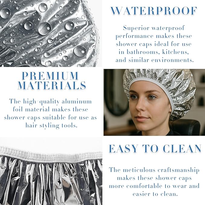 Brvlsoc Reusable Aluminum Foil Heat Cap – Deep Conditioning Processing Cap with Elastic Band, Hair Treatment & Coloring Cap for Salon, Sauna & Home