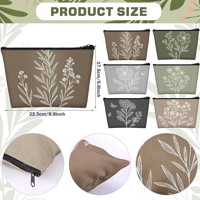 Sweetude 12 Pcs Vintage Boho Flowers Makeup Bag Bulk Boho Gifts Portable Travel Cosmetic Bags with Zipper Retro Floral Waterproof Roomy Travel Toiletry Organizer Storage Beauty Pouch for Women Gifts