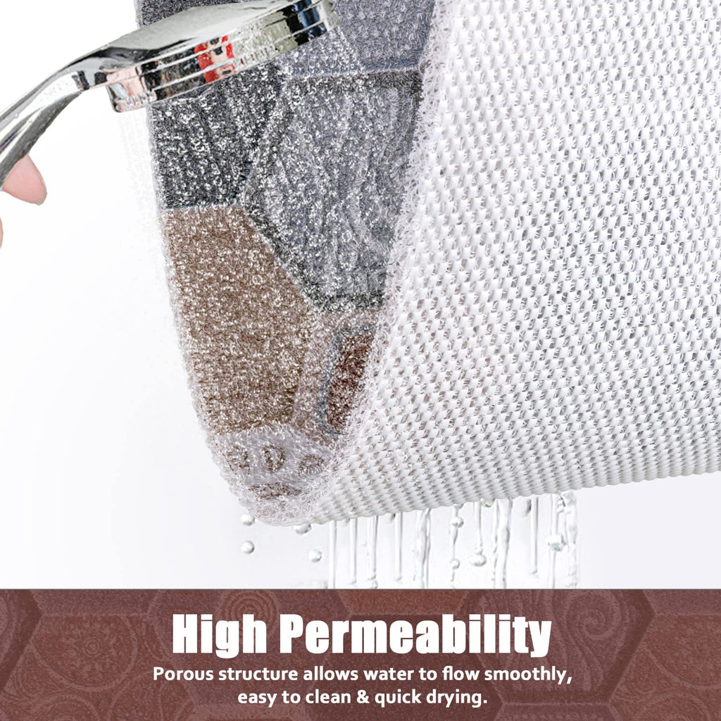 Bathtub Mat Shower Mat Non-Slip, 16x 39 Inch, Soft Comfort Bath Mat with Drainage Holes, PVC Loofah Massage Bathmat for Shower, Tub, Bathroom, Wet Areas, Quick Drying