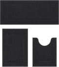 SHACOS Black Bathroom Rugs Sets 3 Piece Bath Mat U Shaped Toilet Rug