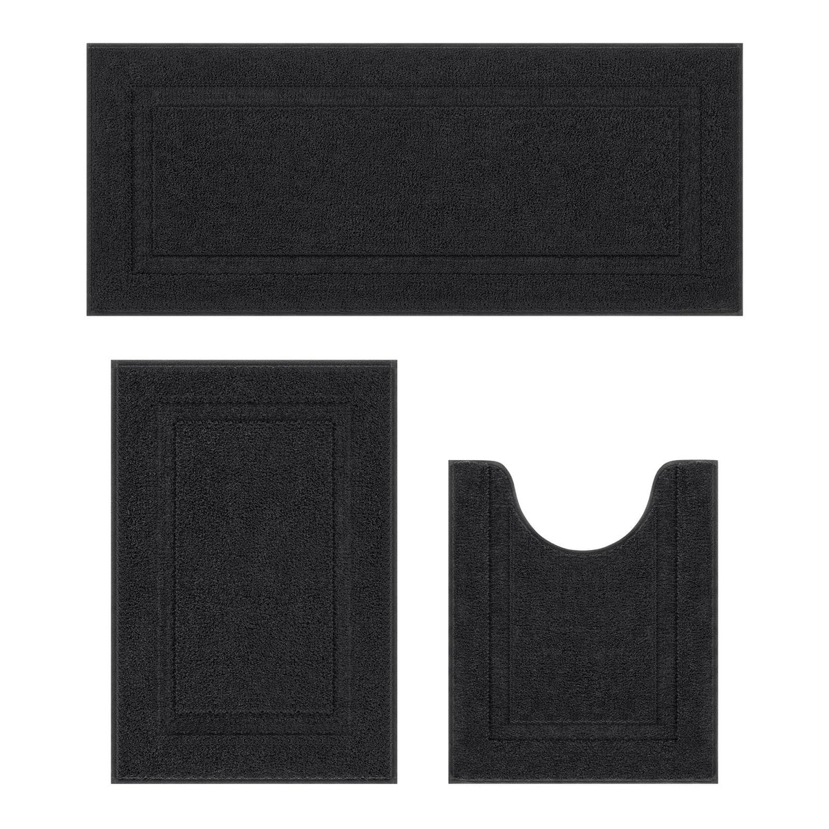 SHACOS Navy Blue Bathroom Rugs Sets 3 Piece Bath Mat U Shaped Toilet Rug