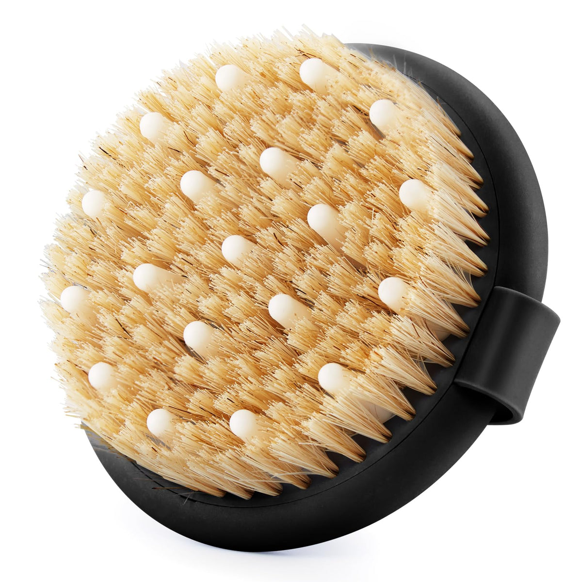 Dry Brushing Body Brush for Massage - Natural Boar Bristle Exfoliating Brush with Massage Nodes for Lymphatic Drainage, Cellulite, Blood Circulation Improving Skin Health for Women Men Elderly(Grey)