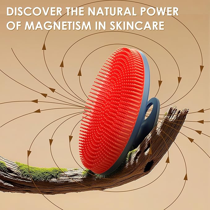 INNERNEED Magnetic Silicone Body Scrubber, Hygienic Shower Brush, Red